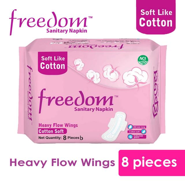 Freedom Sanitary Napkin Heavy Flow Cotton 8 pads