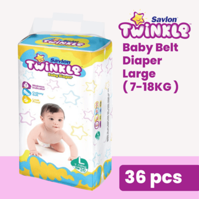 Savlon Twinkle Baby Belt Diaper Large 36 pcs