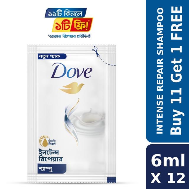Dove Intense Repair Shampoo 6ml (Buy 11 Get 1 Free)